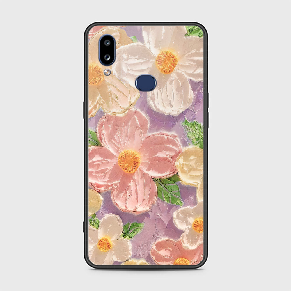 Samsung Galaxy A10s Cover - Floral Series - Design 11 - White & Green - HQ Ultra Shine Premium Infinity Glass Soft Silicon Borders Case