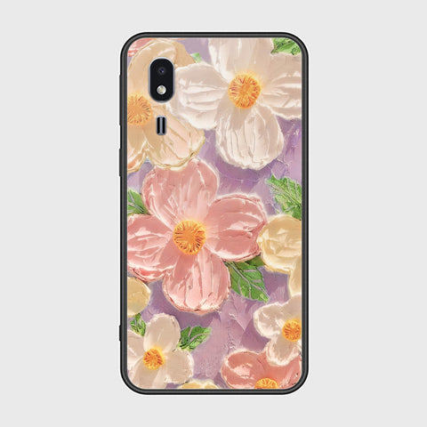 Samsung Galaxy A2 Core Cover - Floral Series - Design 11 - White & Green - HQ Ultra Shine Premium Infinity Glass Soft Silicon Borders Case