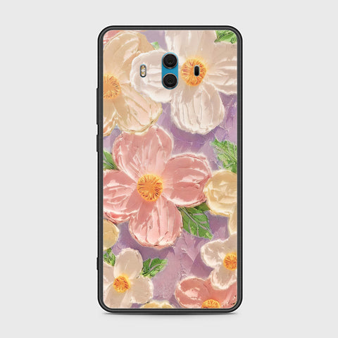 Huawei Mate 10 Cover - Floral Series - Design 11 - White & Green - HQ Ultra Shine Premium Infinity Glass Soft Silicon Borders Case