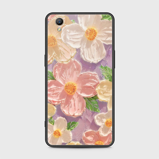 Oppo A37 Cover - Floral Series - Design 11 - White & Green - HQ Ultra Shine Premium Infinity Glass Soft Silicon Borders Case