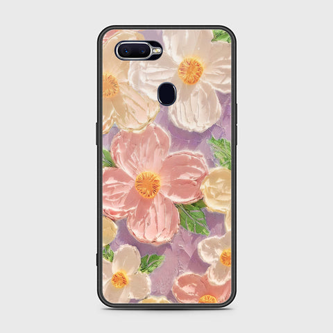 Oppo F9 Cover - Floral Series - Design 11 - White & Green - HQ Ultra Shine Premium Infinity Glass Soft Silicon Borders Case