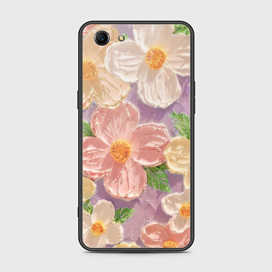 Oppo A83 Cover - Floral Series - Design 11 - White & Green - HQ Ultra Shine Premium Infinity Glass Soft Silicon Borders Case