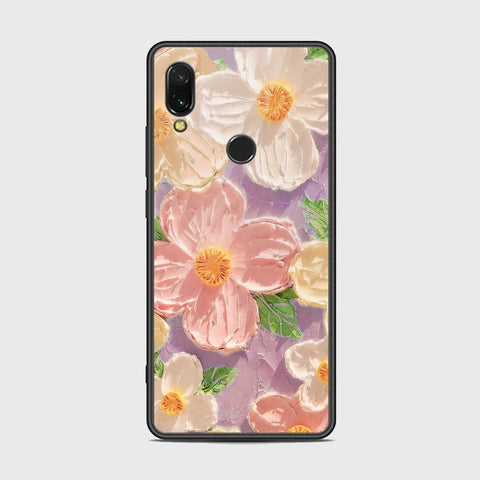 Xiaomi Redmi 7 Cover - Floral Series - Design 11 - White & Green - HQ Ultra Shine Premium Infinity Glass Soft Silicon Borders Case