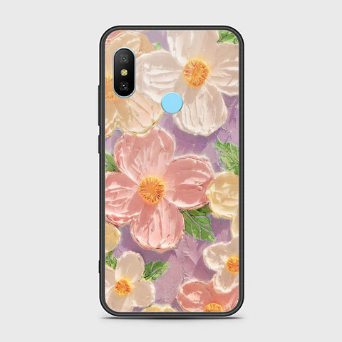 Redmi 6 Pro Cover - Floral Series - Design 11 - White & Green - HQ Ultra Shine Premium Infinity Glass Soft Silicon Borders Case