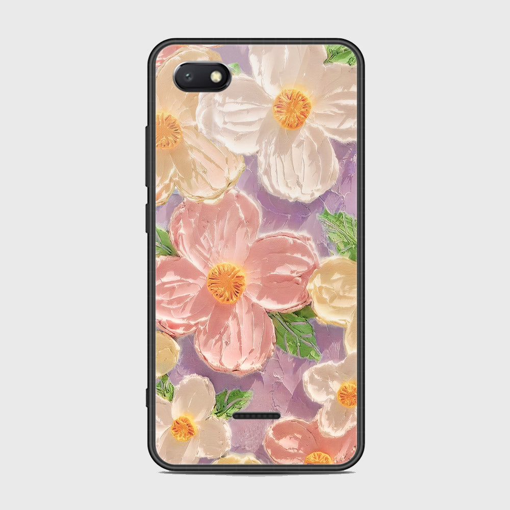 Xiaomi Redmi 6A Cover - Floral Series - Design 11 - White & Green - HQ Ultra Shine Premium Infinity Glass Soft Silicon Borders Case