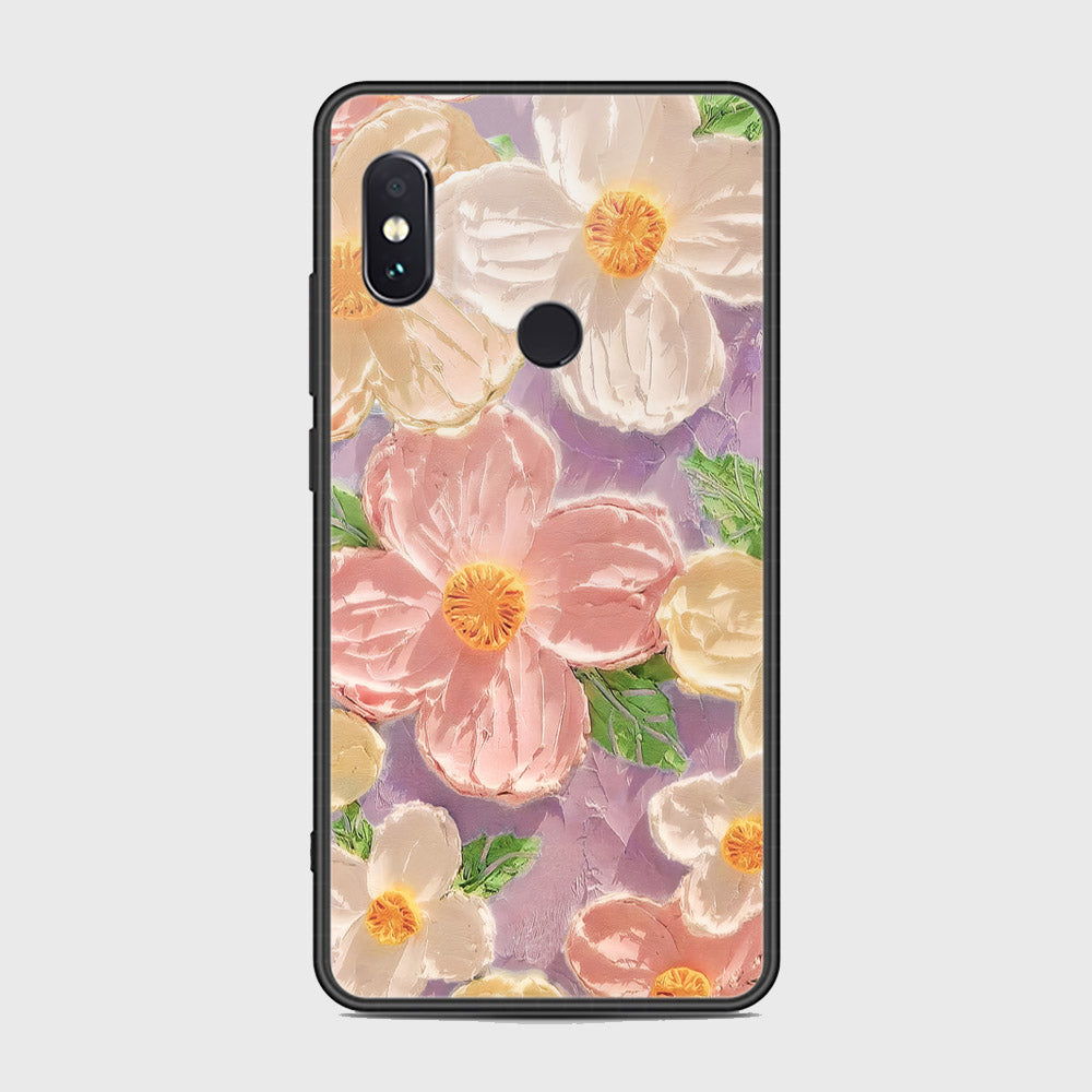 Xiaomi Redmi Note 5 Pro Cover - Floral Series - Design 11 - White & Green - HQ Ultra Shine Premium Infinity Glass Soft Silicon Borders Case