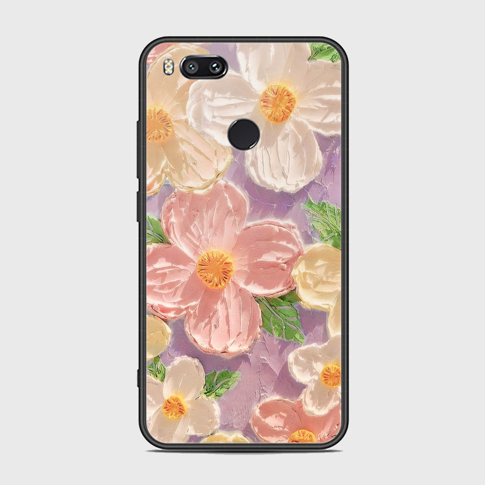 Xiaomi Redmi A1 Cover - Floral Series - Design 11 - White & Green - HQ Ultra Shine Premium Infinity Glass Soft Silicon Borders Case