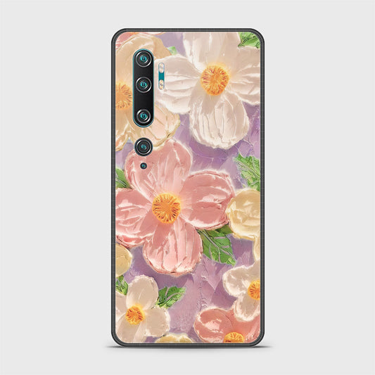 Xiaomi Mi CC9 Pro Cover - Floral Series - Design 11 - White & Green - HQ Ultra Shine Premium Infinity Glass Soft Silicon Borders Case