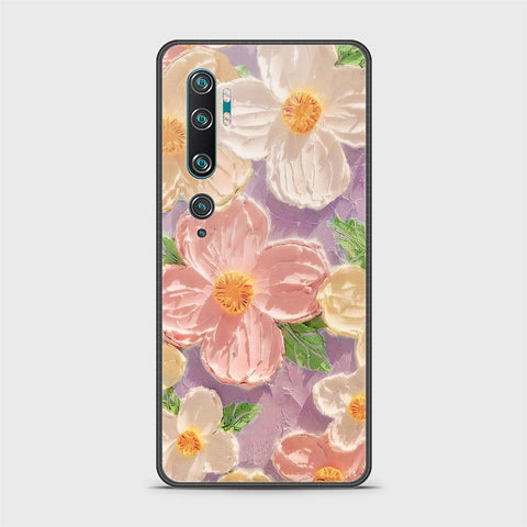 Xiaomi Mi CC9 Pro Cover - Floral Series - Design 11 - White & Green - HQ Ultra Shine Premium Infinity Glass Soft Silicon Borders Case