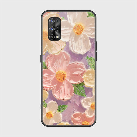 Realme 7 Pro Cover - Floral Series - Design 11 - White & Green - HQ Ultra Shine Premium Infinity Glass Soft Silicon Borders Case