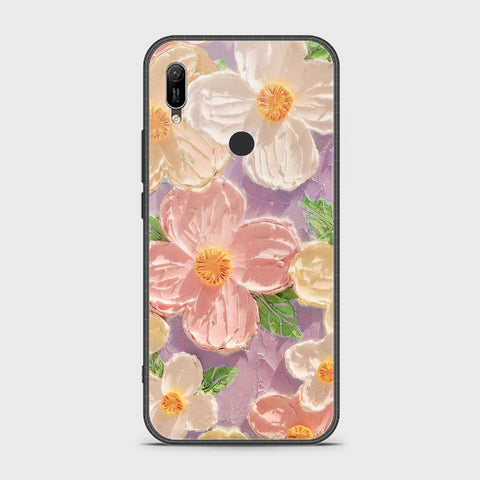 Huawei Y6 Prime 2019 Cover - Floral Series - Design 11 - White & Green - HQ Ultra Shine Premium Infinity Glass Soft Silicon Borders Case