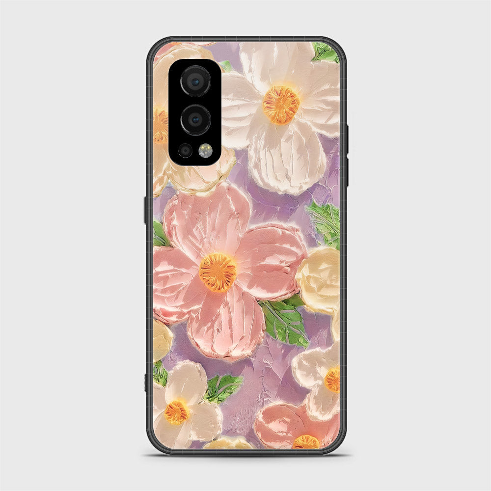 OnePlus Nord 2 Cover - Floral Series - Design 11 - White & Green - HQ Ultra Shine Premium Infinity Glass Soft Silicon Borders Case