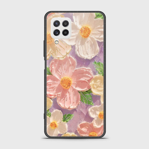 Samsung Galaxy M32 Cover - Floral Series - Design 11 - White & Green - HQ Ultra Shine Premium Infinity Glass Soft Silicon Borders Case