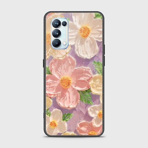 Oppo Reno 5 Pro 5G Cover - Floral Series - Design 11 - White & Green - HQ Ultra Shine Premium Infinity Glass Soft Silicon Borders Case