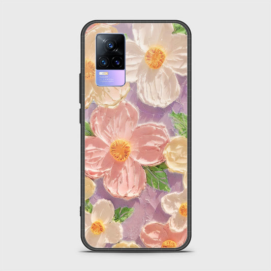 Vivo Y73 Cover - Floral Series - Design 11 - White & Green - HQ Ultra Shine Premium Infinity Glass Soft Silicon Borders Case