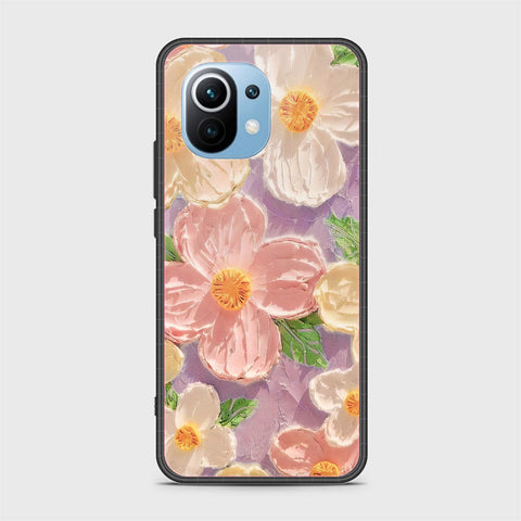 Xiaomi Mi 11 Cover - Floral Series - Design 11 - White & Green - HQ Ultra Shine Premium Infinity Glass Soft Silicon Borders Case