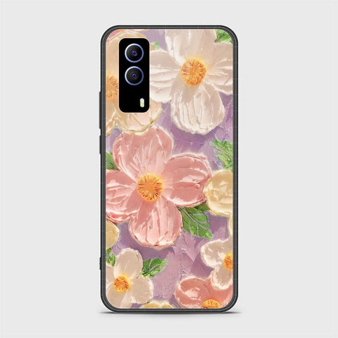 Vivo Y51s Cover - Floral Series - Design 11 - White & Green - HQ Ultra Shine Premium Infinity Glass Soft Silicon Borders Case