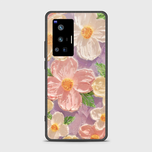 Vivo X70 Pro Cover - Floral Series - Design 11 - White & Green - HQ Ultra Shine Premium Infinity Glass Soft Silicon Borders Case