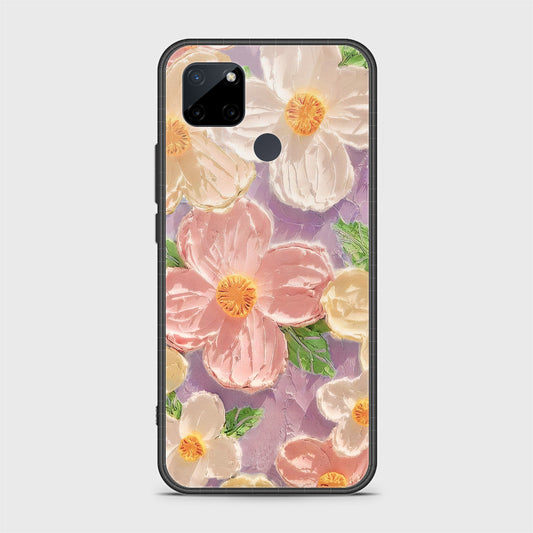 Realme C21Y Cover - Floral Series - Design 11 - White & Green - HQ Ultra Shine Premium Infinity Glass Soft Silicon Borders Case