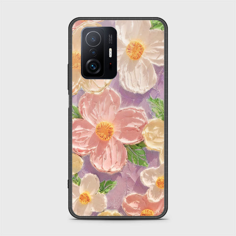 Xiaomi 11T Cover - Floral Series - Design 11 - White & Green - HQ Ultra Shine Premium Infinity Glass Soft Silicon Borders Case