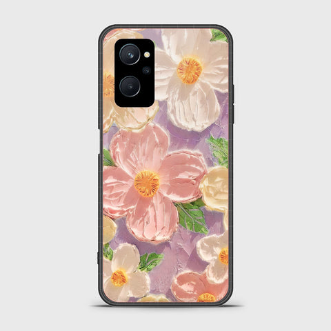 Realme 9i Cover - Floral Series - Design 11 - White & Green - HQ Ultra Shine Premium Infinity Glass Soft Silicon Borders Case