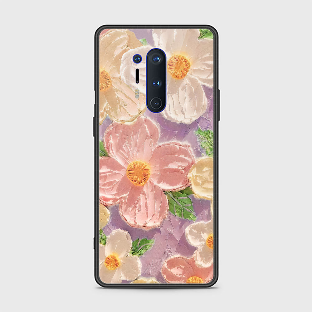 OnePlus 8 Pro Cover - Floral Series - Design 11 - White & Green - HQ Ultra Shine Premium Infinity Glass Soft Silicon Borders Case