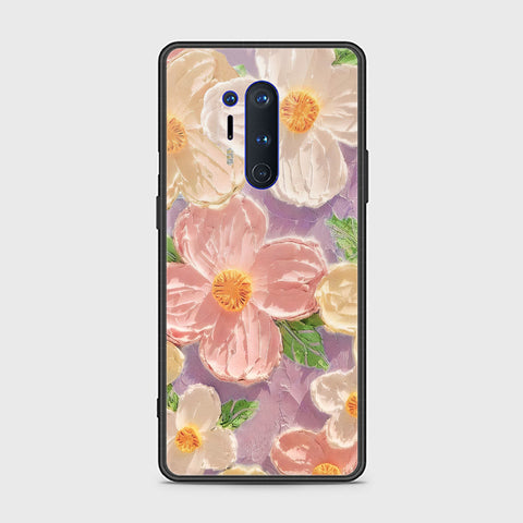 OnePlus 8 Pro Cover - Floral Series - Design 11 - White & Green - HQ Ultra Shine Premium Infinity Glass Soft Silicon Borders Case