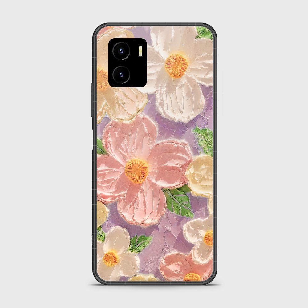 Vivo Y15a Cover - Floral Series - Design 11 - White & Green - HQ Ultra Shine Premium Infinity Glass Soft Silicon Borders Case