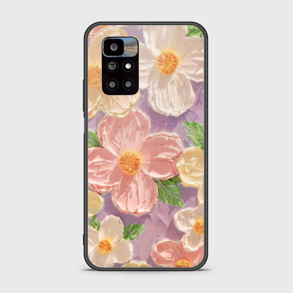 Xiaomi Redmi 10 2022 Cover - Floral Series - Design 11 - White & Green - HQ Ultra Shine Premium Infinity Glass Soft Silicon Borders Case