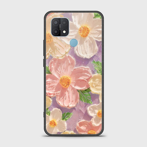 Oppo A15 Cover - Floral Series - Design 11 - White & Green - HQ Ultra Shine Premium Infinity Glass Soft Silicon Borders Case