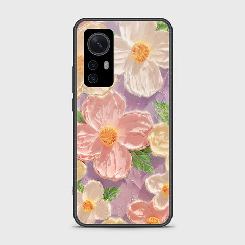 Xiaomi 12S Pro Cover - Floral Series - Design 11 - White & Green - HQ Ultra Shine Premium Infinity Glass Soft Silicon Borders Case