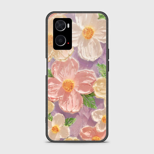 Oppo A36 Cover - Floral Series - Design 11 - White & Green - HQ Ultra Shine Premium Infinity Glass Soft Silicon Borders Case