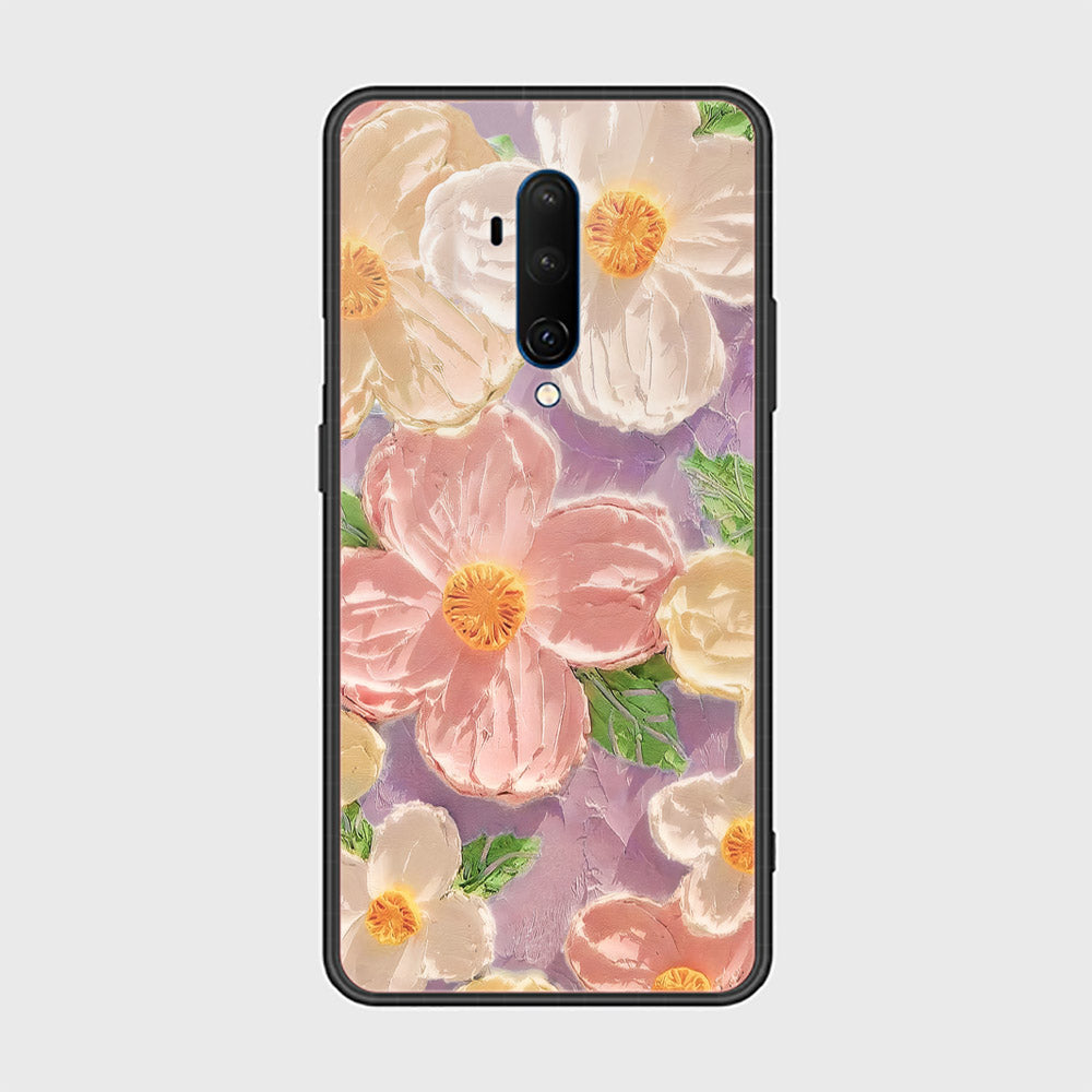 OnePlus 7T Pro Cover - Floral Series - Design 11 - White & Green - HQ Ultra Shine Premium Infinity Glass Soft Silicon Borders Case