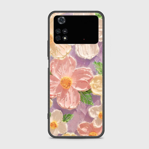 Xiaomi Poco M4 Pro Cover - Floral Series - Design 11 - White & Green - HQ Ultra Shine Premium Infinity Glass Soft Silicon Borders Case