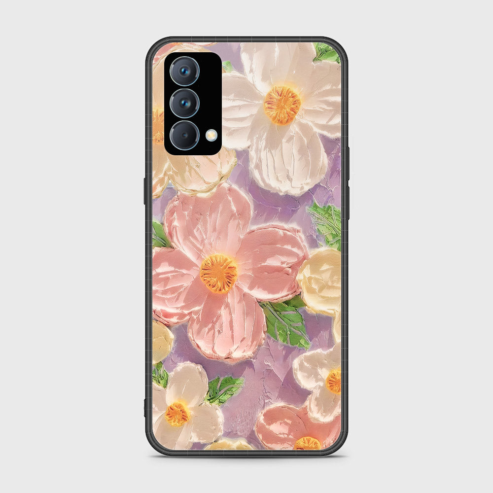 Realme GT Master Cover - Floral Series - Design 11 - White & Green - HQ Ultra Shine Premium Infinity Glass Soft Silicon Borders Case