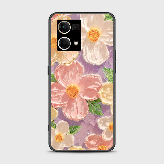 Oppo F21 Pro 4G Cover - Floral Series - Design 11 - White & Green - HQ Ultra Shine Premium Infinity Glass Soft Silicon Borders Case