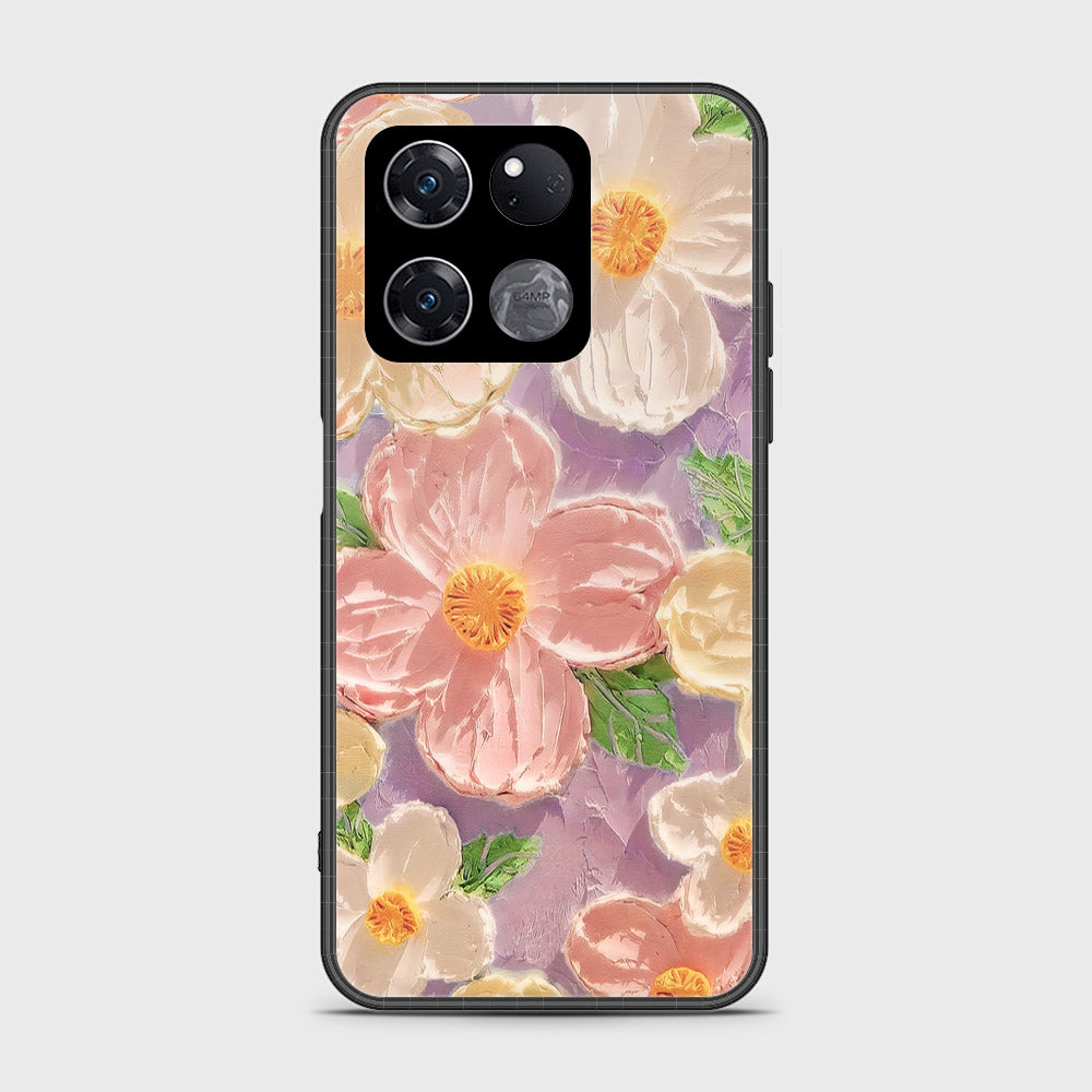 OnePlus Ace Racing Cover - Floral Series - Design 11 - White & Green - HQ Ultra Shine Premium Infinity Glass Soft Silicon Borders Case