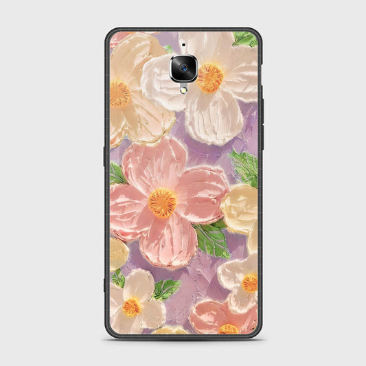 OnePlus 3 Cover - Floral Series - Design 11 - White & Green - HQ Ultra Shine Premium Infinity Glass Soft Silicon Borders Case