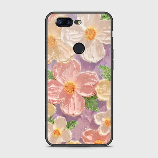 OnePlus 5T Cover - Floral Series - Design 11 - White & Green - HQ Ultra Shine Premium Infinity Glass Soft Silicon Borders Case