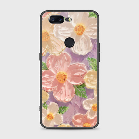 OnePlus 5T Cover - Floral Series - Design 11 - White & Green - HQ Ultra Shine Premium Infinity Glass Soft Silicon Borders Case