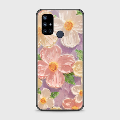 OnePlus Nord N10 5G Cover - Floral Series - Design 11 - White & Green - HQ Ultra Shine Premium Infinity Glass Soft Silicon Borders Case