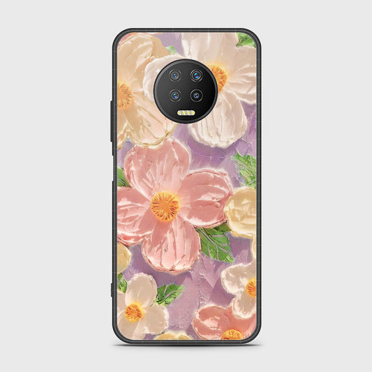 Infinix Note 7 Cover - Floral Series - Design 11 - White & Green - HQ Ultra Shine Premium Infinity Glass Soft Silicon Borders Case