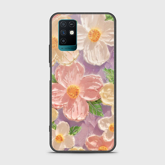 Infinix Note 10 Cover - Floral Series - Design 11 - White & Green - HQ Ultra Shine Premium Infinity Glass Soft Silicon Borders Case