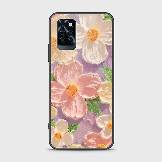 Infinix Note 10 Pro Cover - Floral Series - Design 11 - White & Green - HQ Ultra Shine Premium Infinity Glass Soft Silicon Borders Case