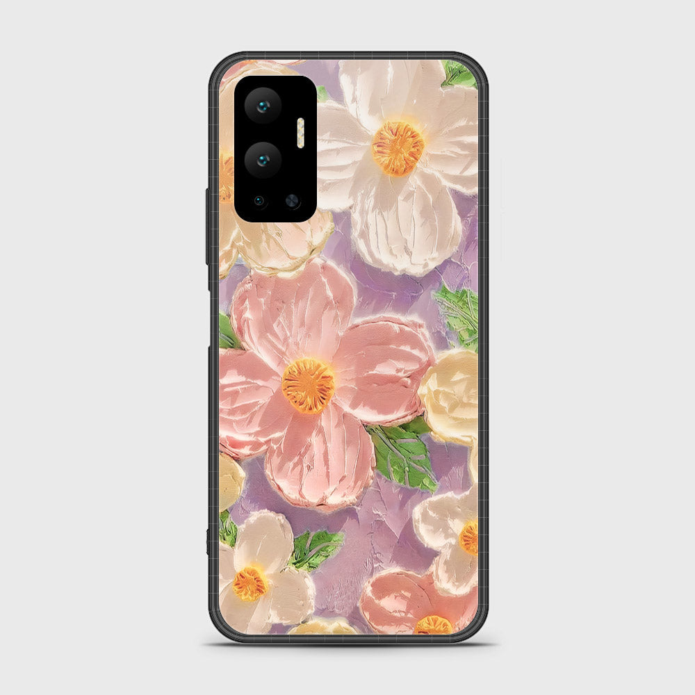 Infinix Hot 12 Cover - Floral Series - Design 11 - White & Green - HQ Ultra Shine Premium Infinity Glass Soft Silicon Borders Case