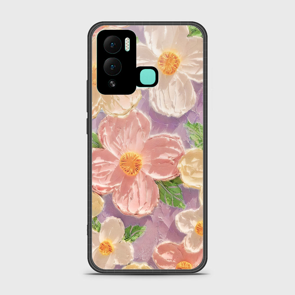 Infinix Hot 12 Play Cover - Floral Series - Design 11 - White & Green - HQ Ultra Shine Premium Infinity Glass Soft Silicon Borders Case