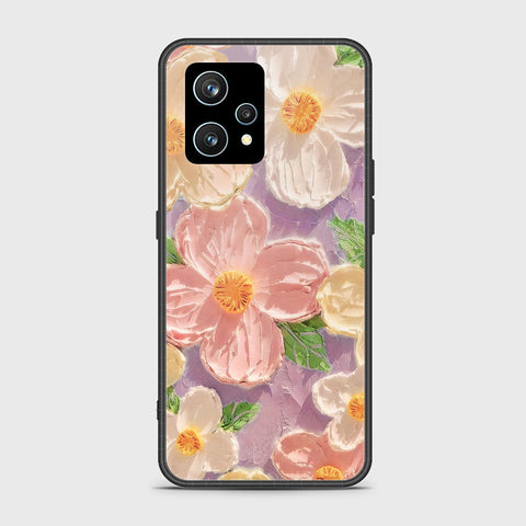 Realme 9 4G Cover - Floral Series - Design 11 - White & Green - HQ Ultra Shine Premium Infinity Glass Soft Silicon Borders Case