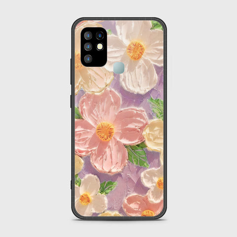 Infinix Hot 10 Cover - Floral Series - Design 11 - White & Green - HQ Ultra Shine Premium Infinity Glass Soft Silicon Borders Case