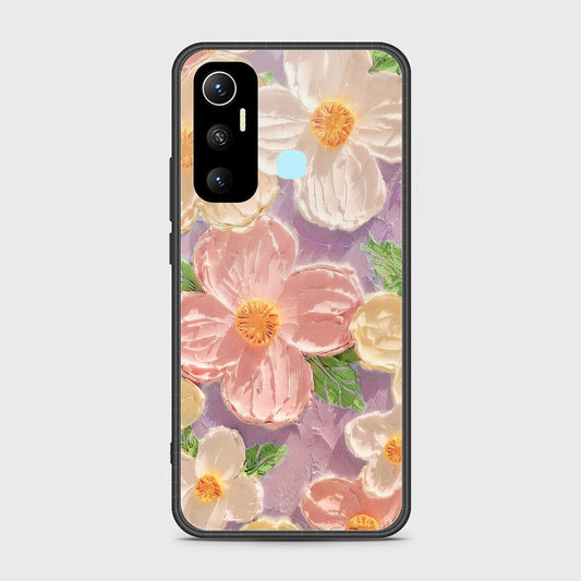 Infinix Hot 11 Cover - Floral Series - Design 11 - White & Green - HQ Ultra Shine Premium Infinity Glass Soft Silicon Borders Case