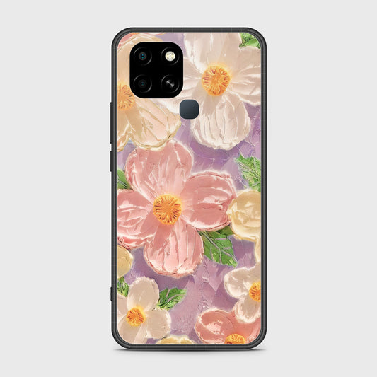 Infinix Smart 6 Cover - Floral Series - Design 11 - White & Green - HQ Ultra Shine Premium Infinity Glass Soft Silicon Borders Case